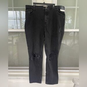 Abercrombie 90s Straight Ultra High Rise Jeans Black Distressed NWT